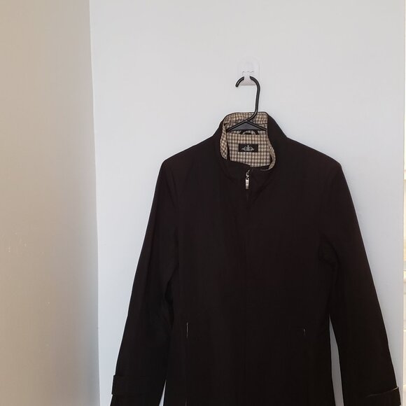 Women Trench Coat, David Barry, Black hooded , Size 6 US - Picture 1 of 4